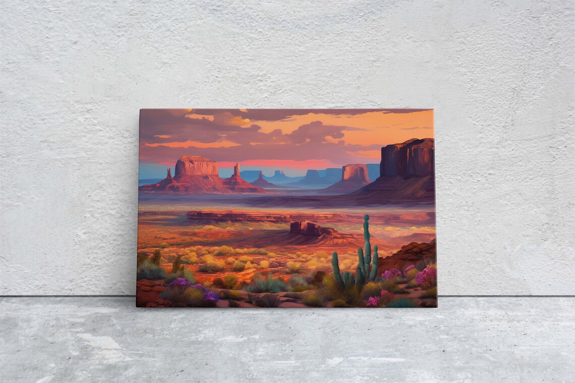 Sunset Desert Landscape Painting Southwest Decor Art Print