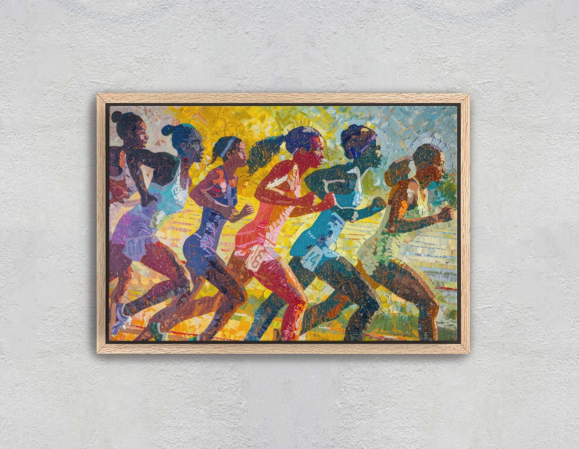 Women Track Running Painting Pointillism Womens Sports Girls Sports Track And Field Athlete Art Sports Decor - Image 2
