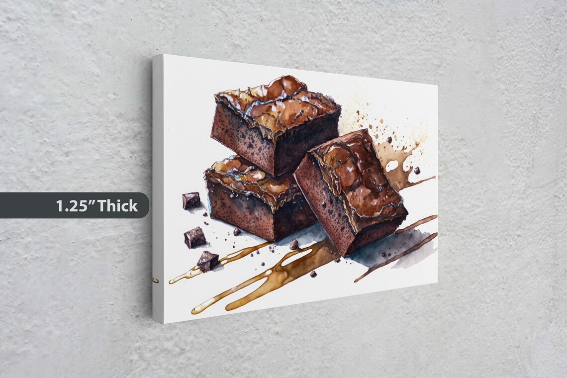 Brownie Watercolor Chocolate Art Print for Kitchen - Image 3