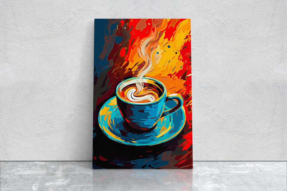 Coffee Latte Pop Art, Modern Abstract Poster Print