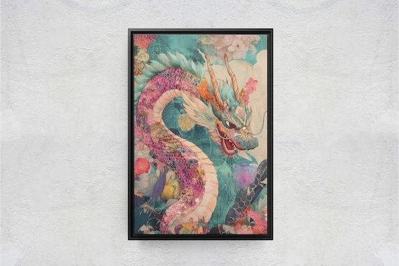 Japanese Dragon Ukiyo E Print Japanese Art Vintage Retro Colorful Decor