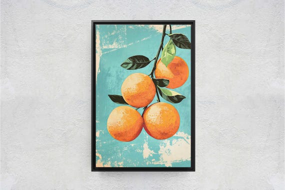 Vintage Oranges Still Life, Retro Food Art Print