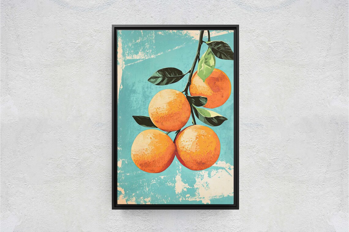 Vintage Oranges Still Life, Retro Food Art Print