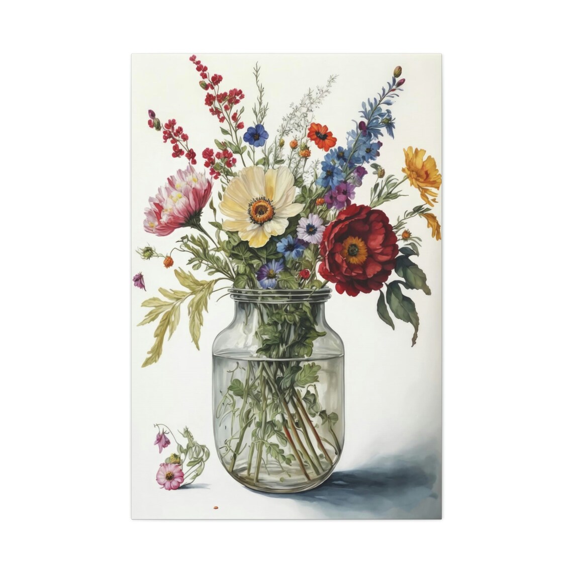 Wildflowers Vase Floral Art Print, Botanical Decor