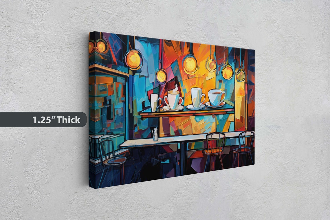 Vivid Coffee Shop Cubist Art Colorful Latte Cups Wall Art Poster - Image 3