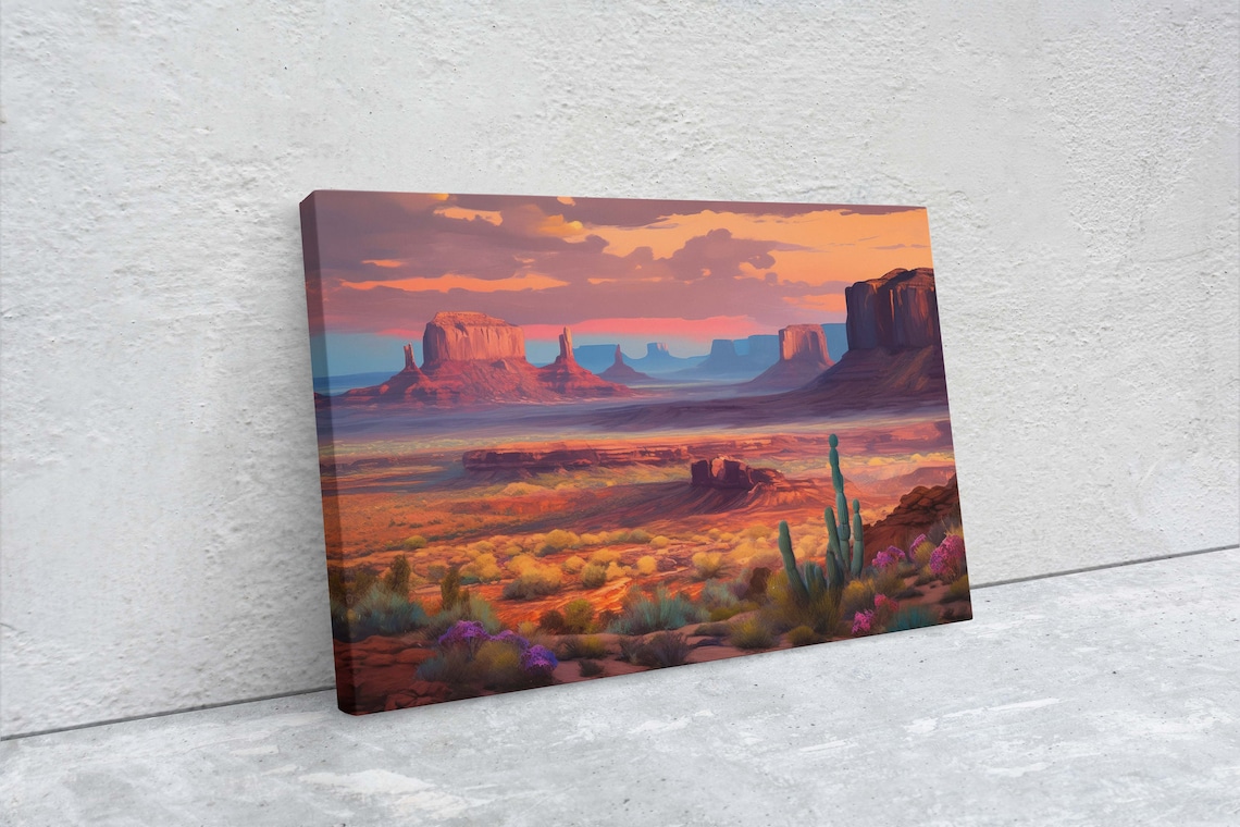 Sunset Desert Landscape Painting Southwest Decor Art Print - Image 2