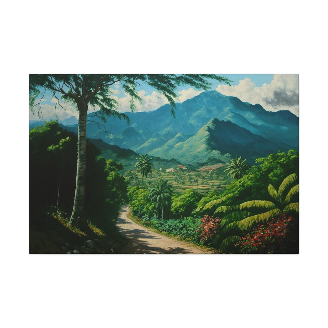 Blue Mountains Jamaica Oil Painting Landscape Art Print - Image 2