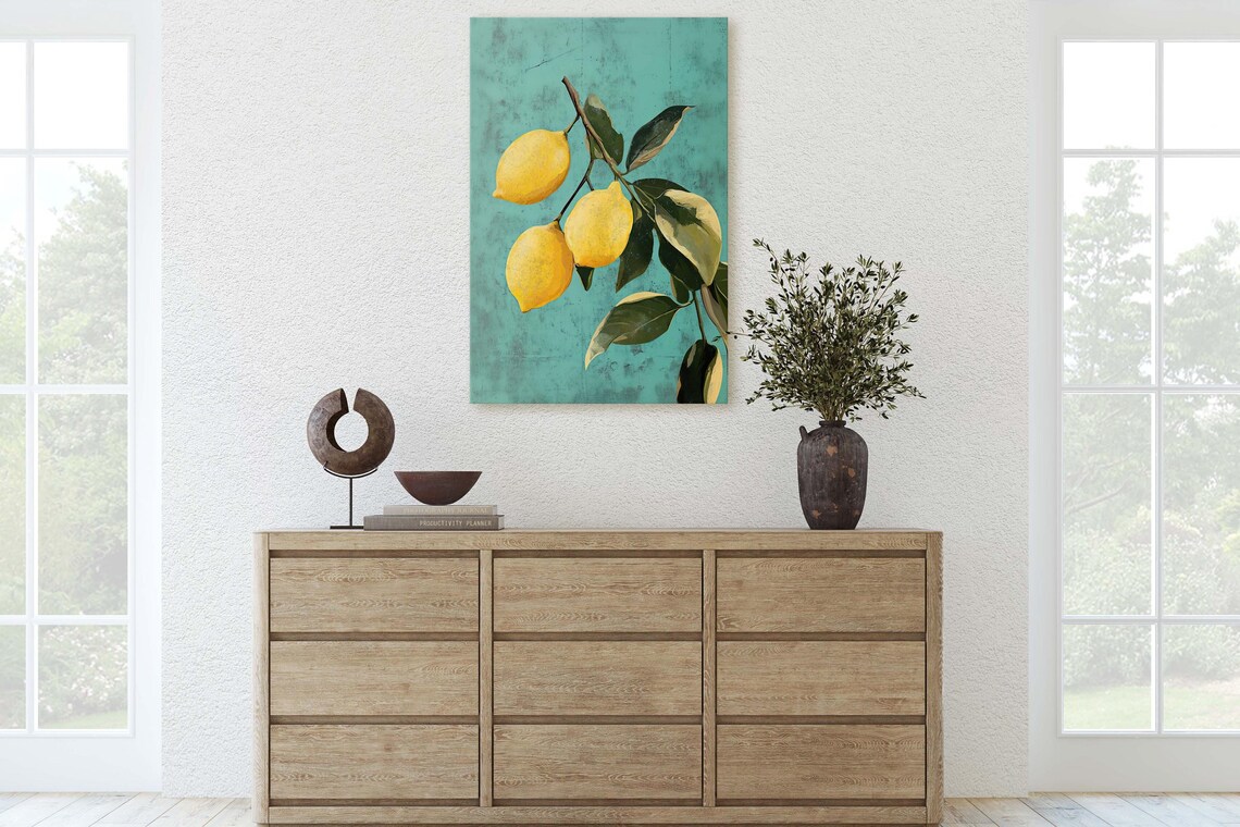 Vintage Lemon Art Still Life Print Fruit Decor Food Art Kitchen Decor - Image 3