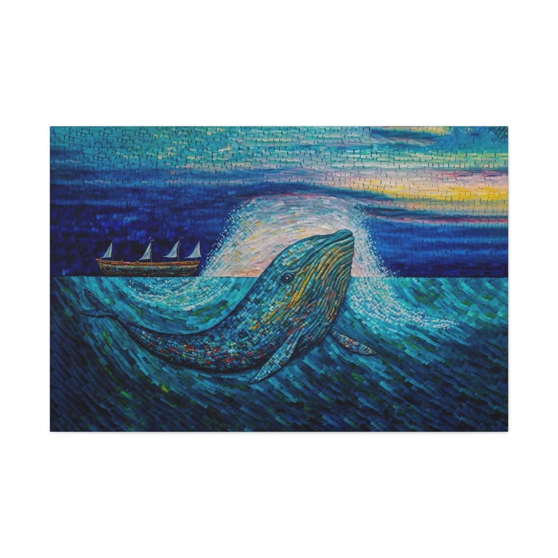 Whale Expressionism Art Print, Dramatic Style