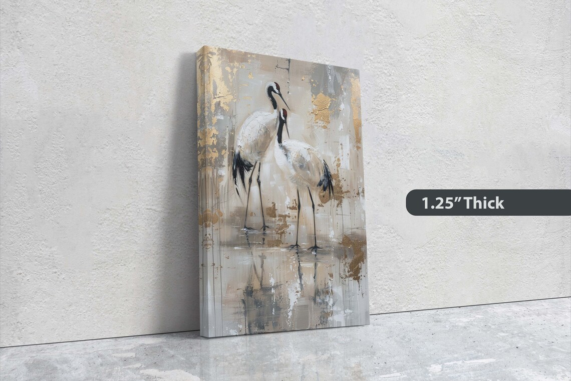 Japanese Cranes Minimalist Japandi Decor Art Print - Image 3