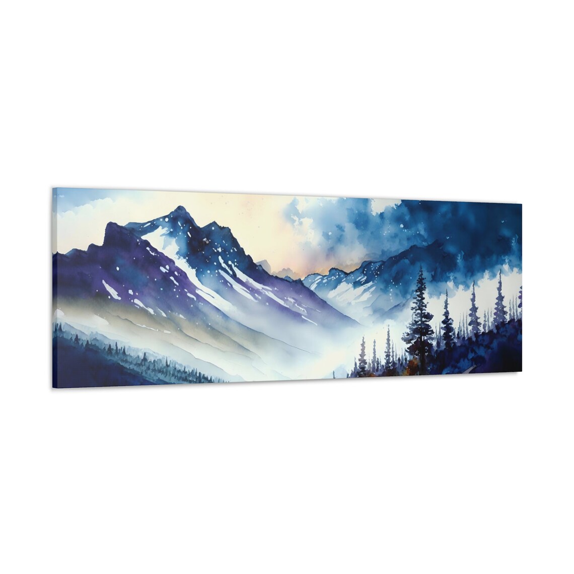 Mountain Side Landscape Watercolor Art Print - Image 2