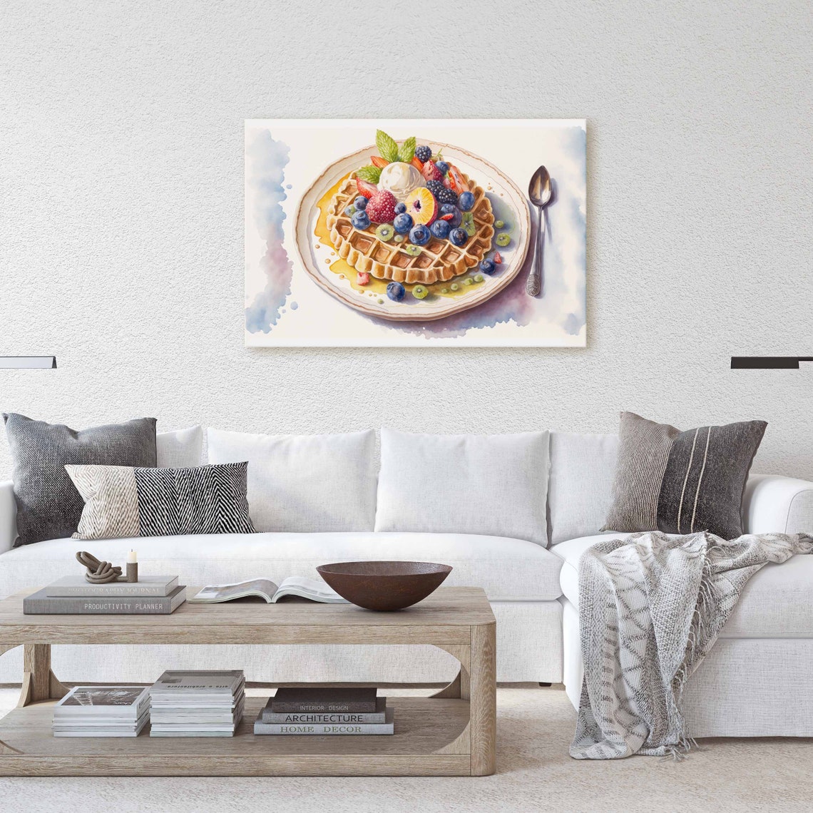 Water Color Waffle Breakfast Art Print - Image 2