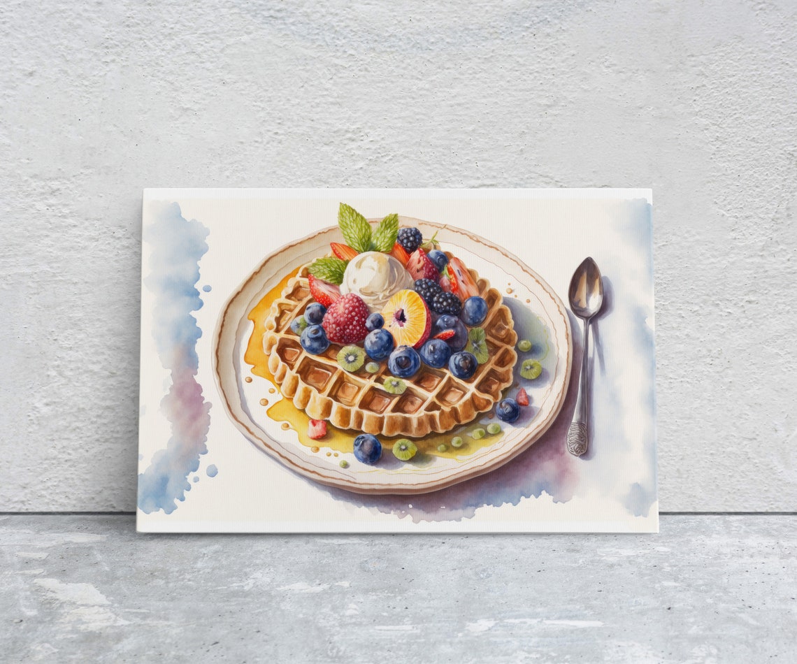 Water Color Waffle Breakfast Art Print