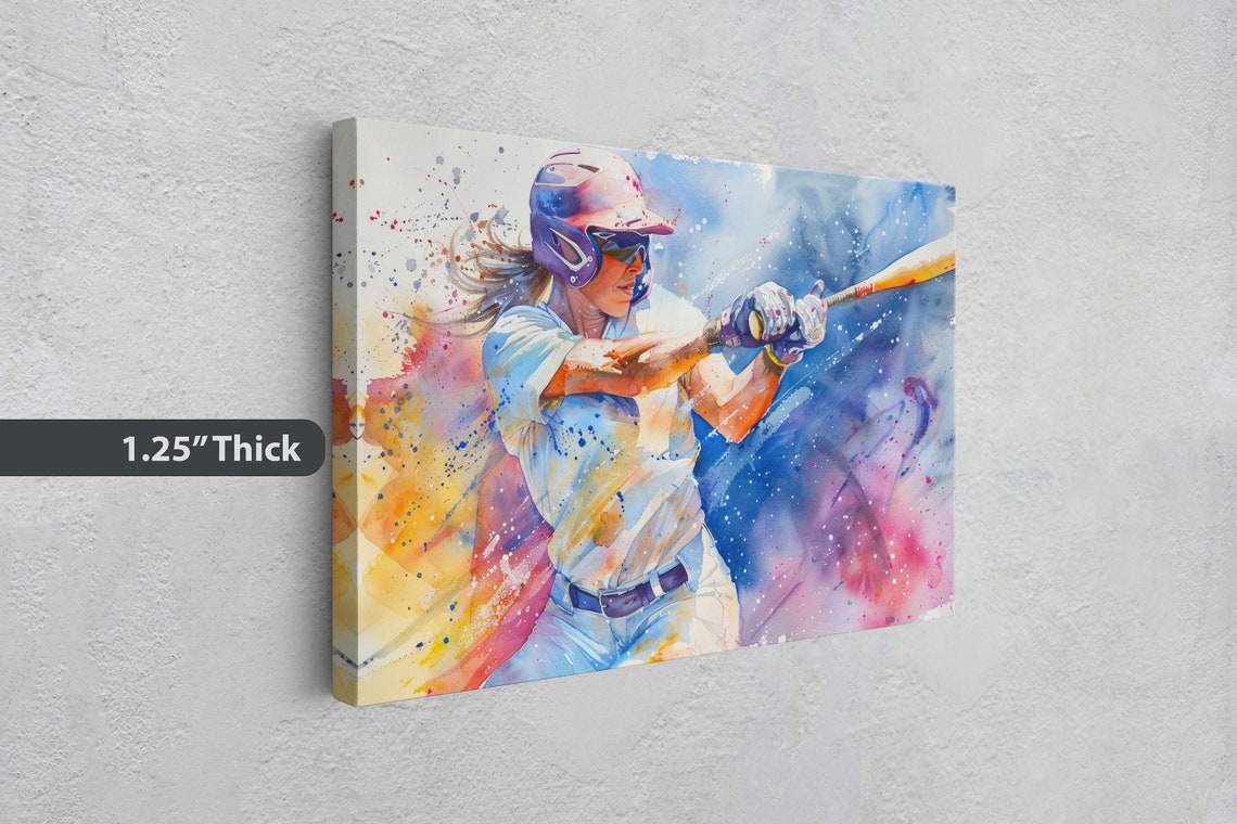 Womens Softball Girls Baseball Colorful Sports Woman Sports Large Art Print Framed Girls Room Kids Room Athlete - Image 3