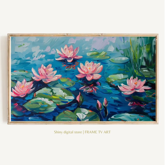 Frame Tv Art 4k Famous Water Lilies Claude Monet Painting Instant Botanical Wall Art For The Frame Tv Vintage Wall Art