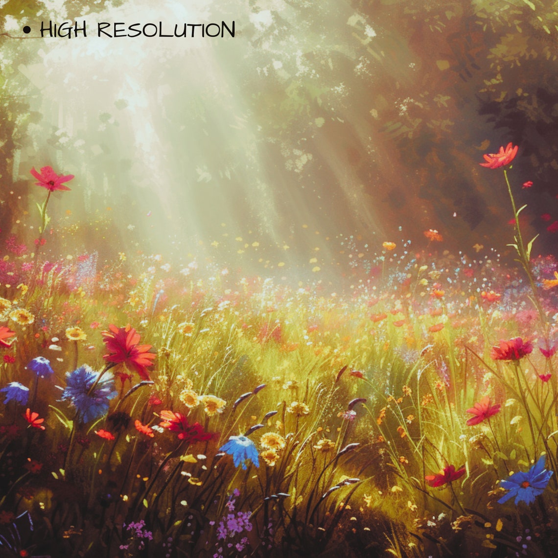 Sunbeam Wildflower Field Magical Forest Light Colorful Bloom Poster - Image 3