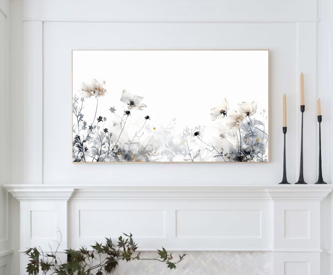 Neutral Wild Flower Painting, Botanical Art Print - Image 2