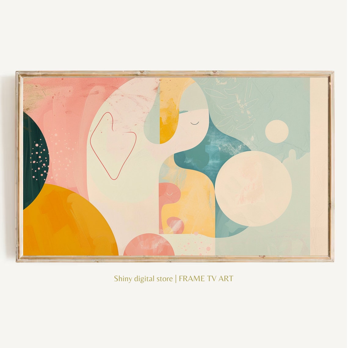 Modern Pastel Abstract Shapes Pink Cream Sage Minimalist Art Poster