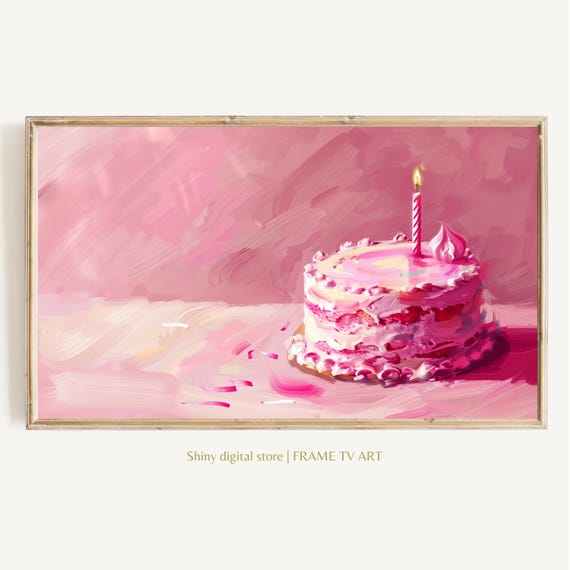 Birthday Frame Tv Art Colorful Birthday Cake For Tv Pink Frame Tv Bday Art