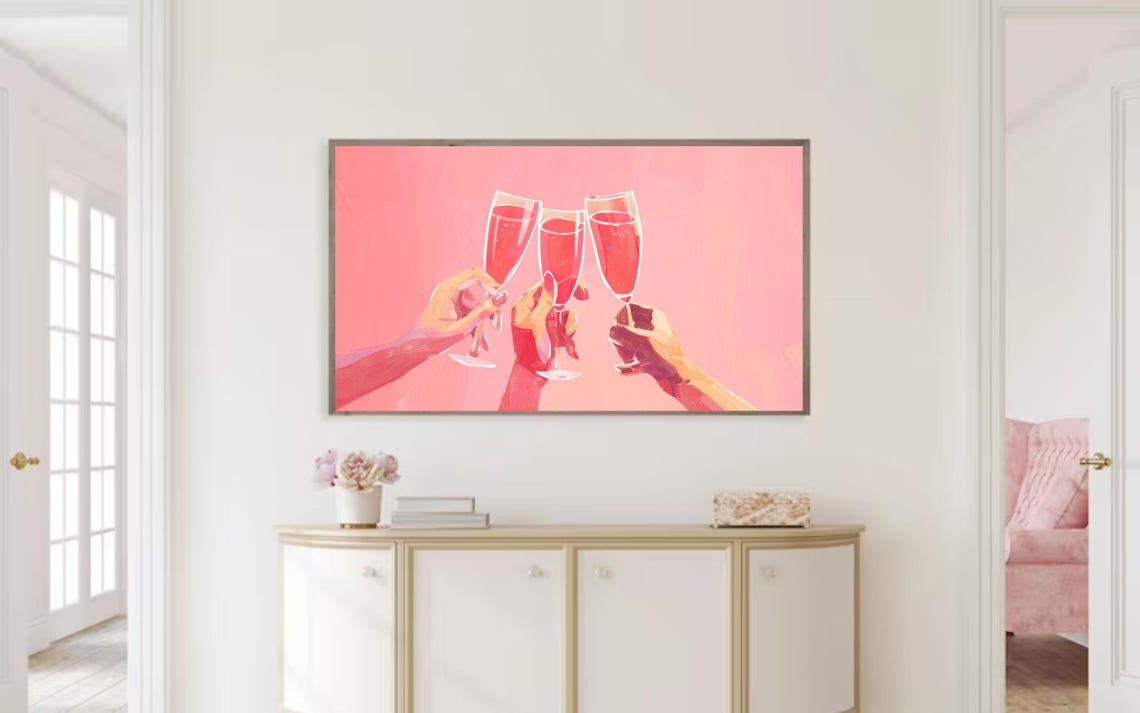 Pink Champagne Toast Girls Night Celebration Art Frame TV Poster - Image 3