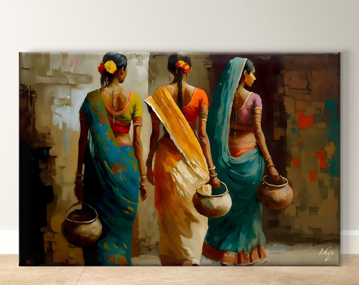 Vibrant Indian Women Traditional Art Poster Print