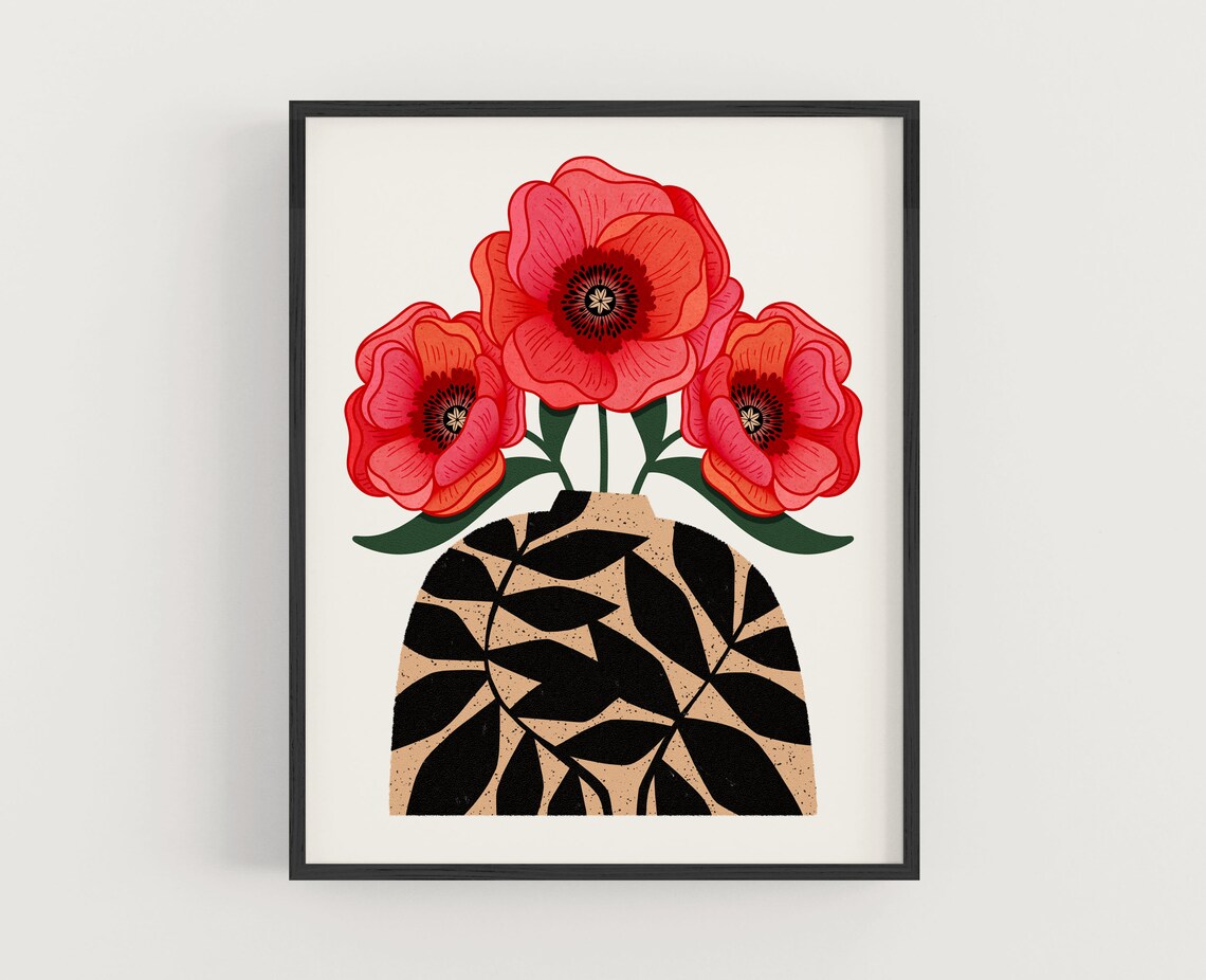 Flowers In Vase Series II Botanical Art Print