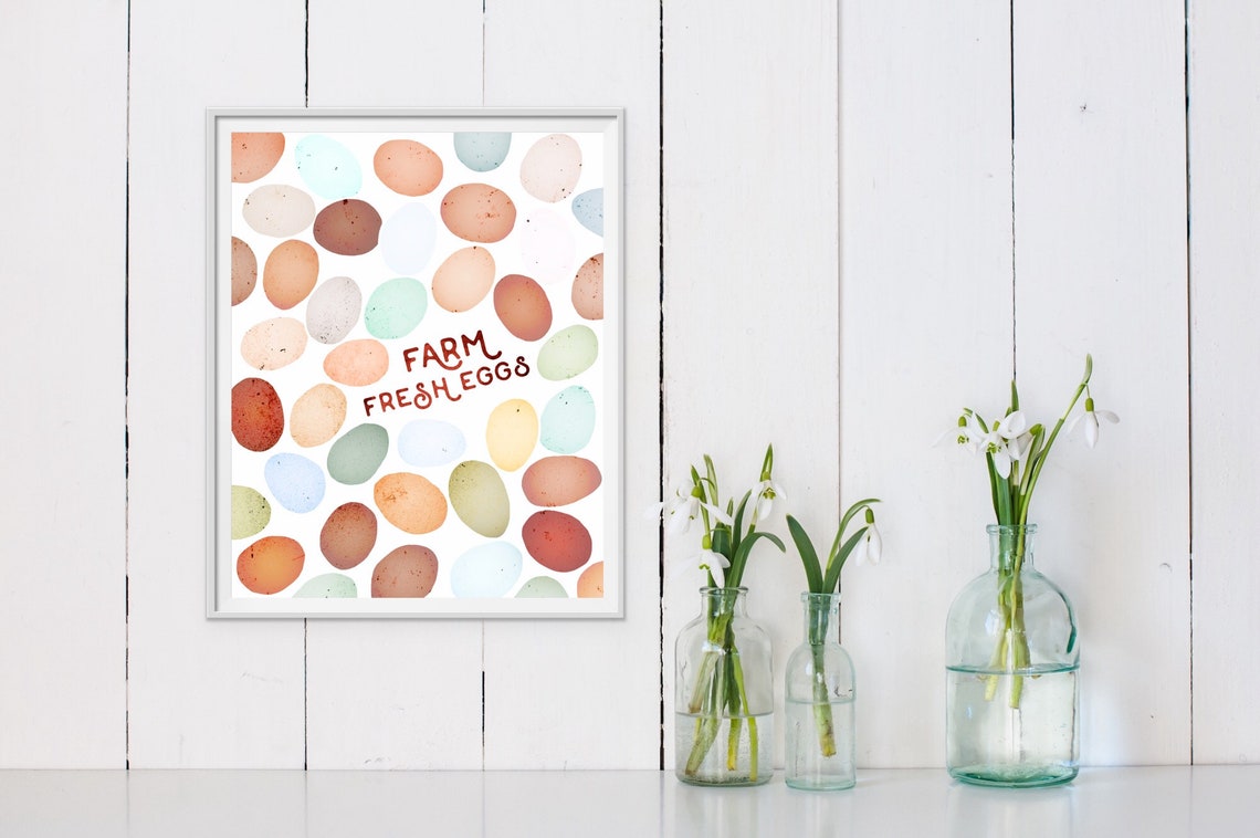 Farm Fresh Speckled Eggs Colorful Patterned Egg Kitchen Wall Poster