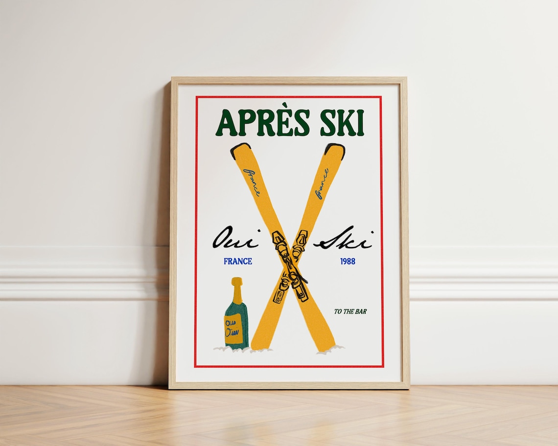 Apres Ski Wall Art Print, French Cabin Winter Decor