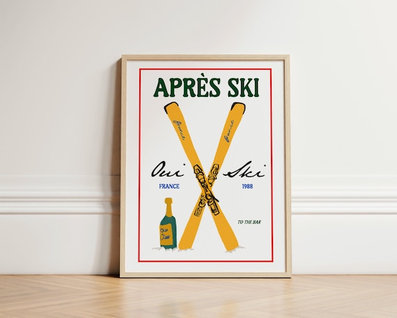 Apres Ski Wall Art Print, French Cabin Winter Decor