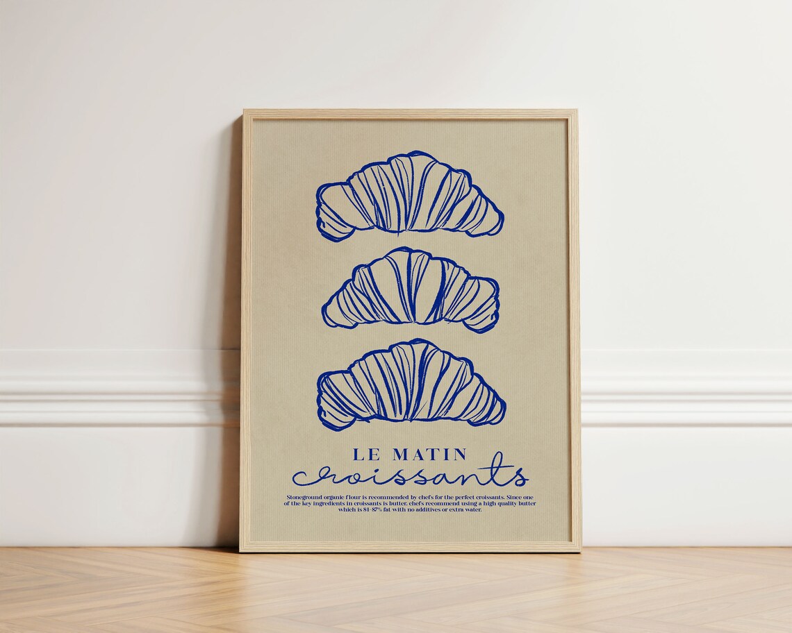 Croissants Trendy Breakfast Kitchen Art Print