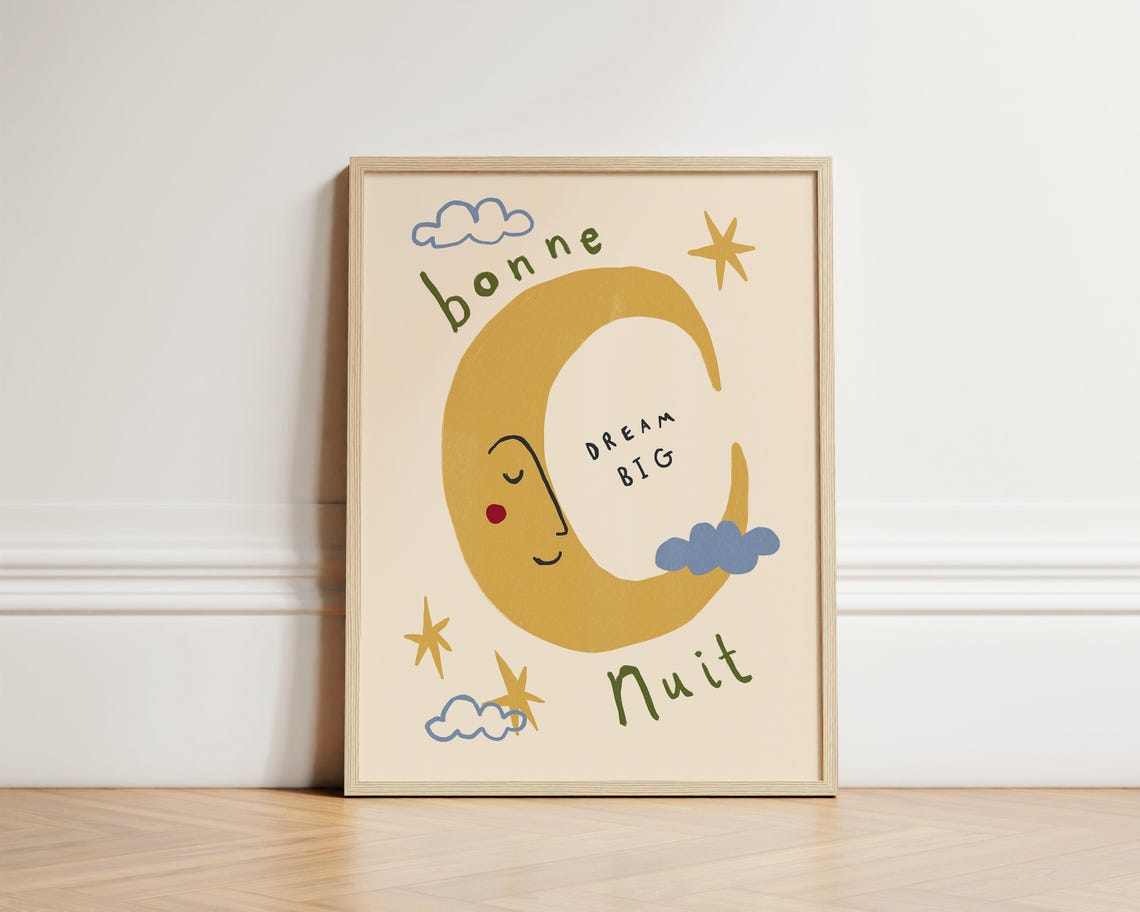 Dream Big Moon Nursery Boho Art Print