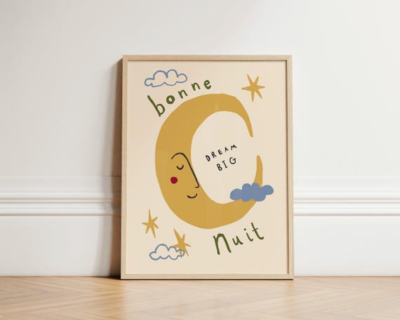Dream Big Moon Nursery Boho Art Print