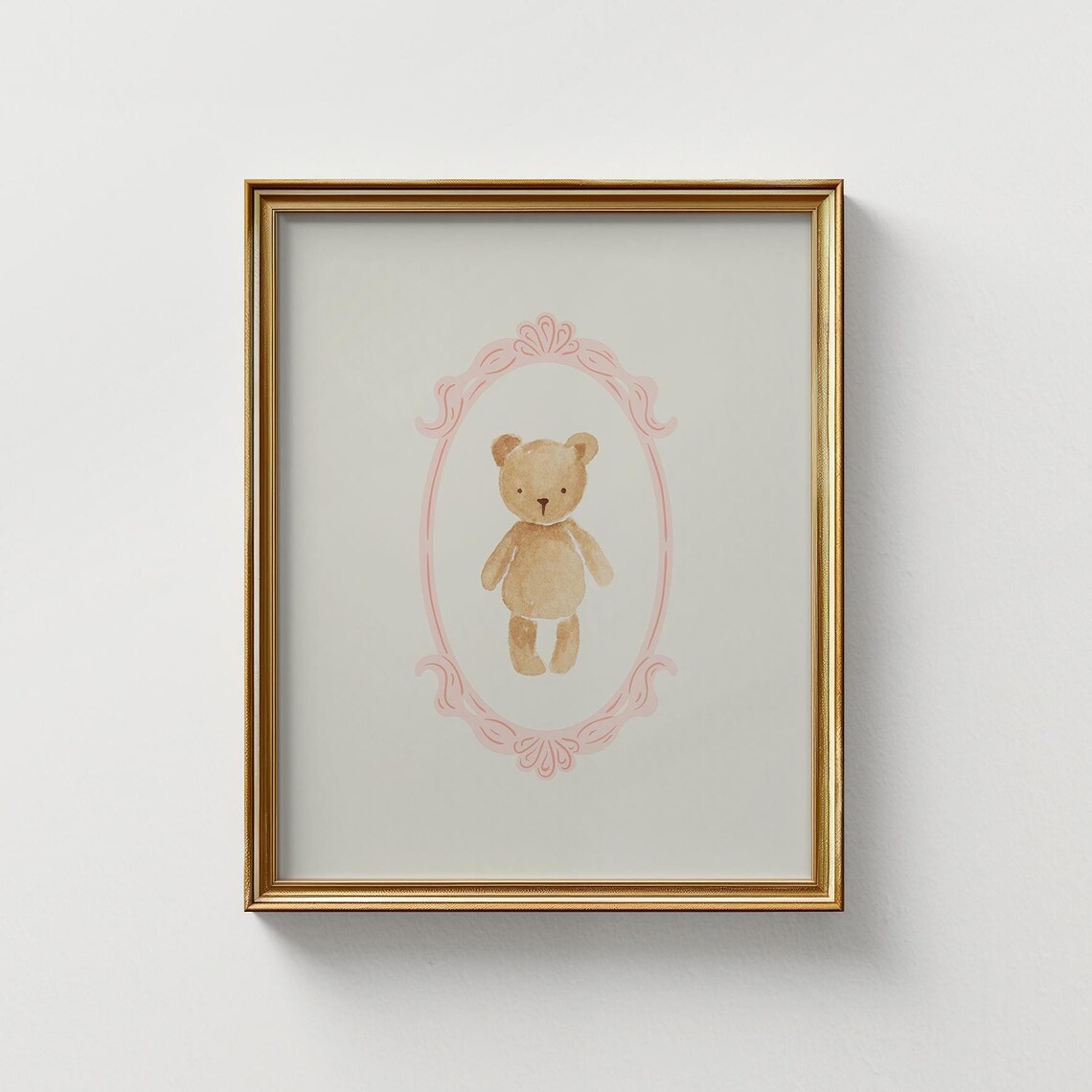 Teddy Bear Print, Vintage Toile Nursery Decor