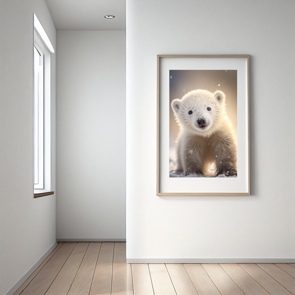 Baby Polar Bear Nursery Wall Art, Animal Portrait - Image 3