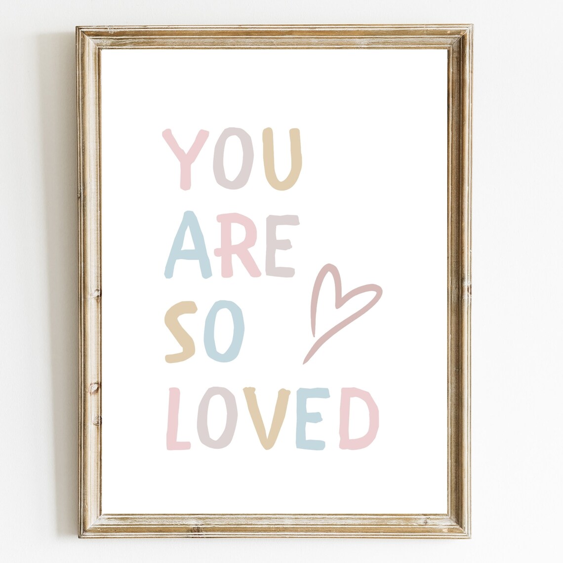 You Are So Loved Pastel Rainbow Heart Kids Nursery Quote Poster