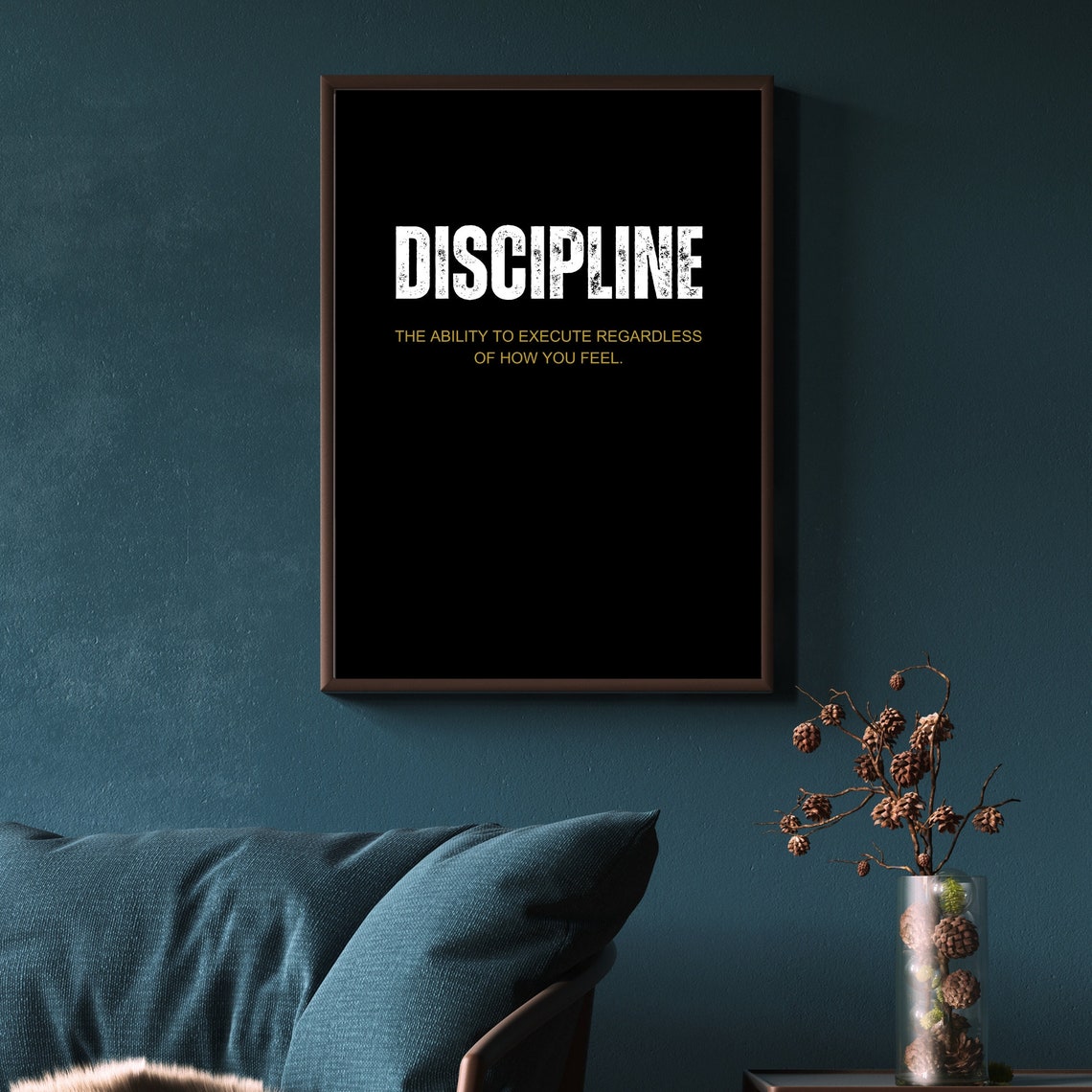 Discipline Definition Motivational Gym Workout Mindset Quote Poster - Image 2