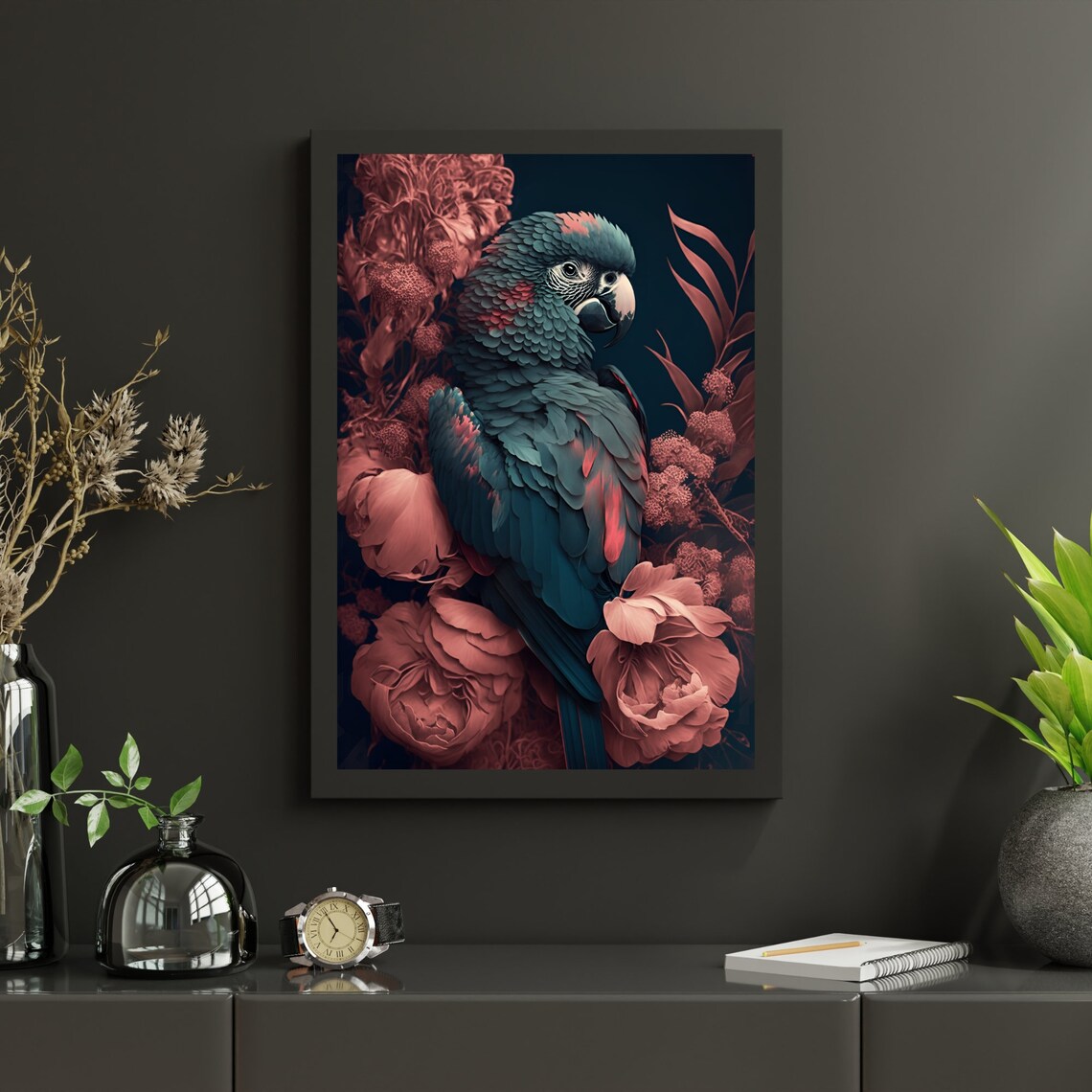 Parrot Boho Vintage Bird Art Print, Scarlet Macaw - Image 3