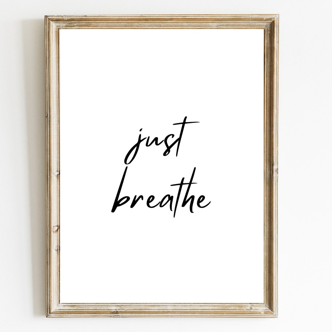 Just Breathe Script Typography Minimalist Positive Quote Poster