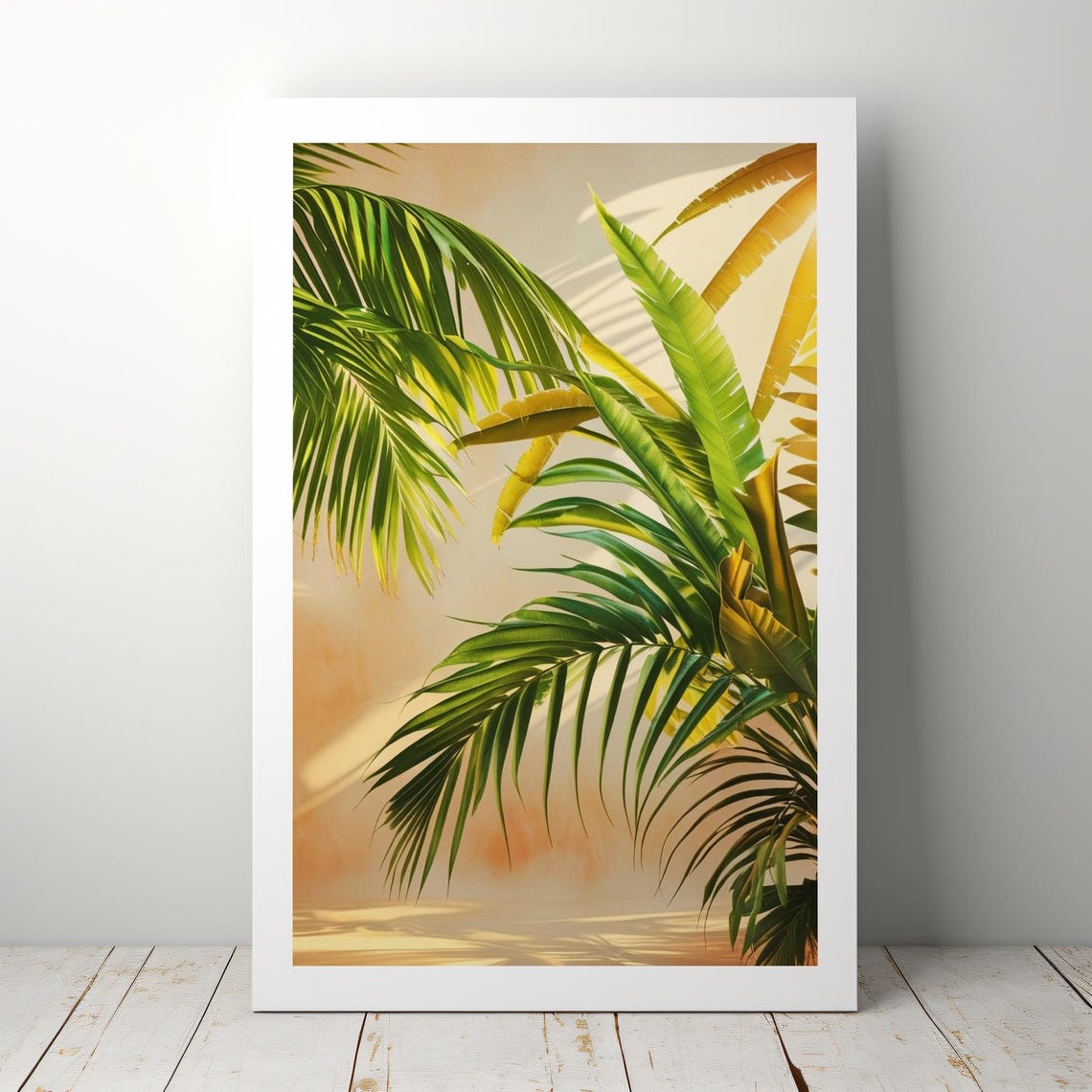 Tropical Palm Leaf Print Minimalist Green Botanical Art