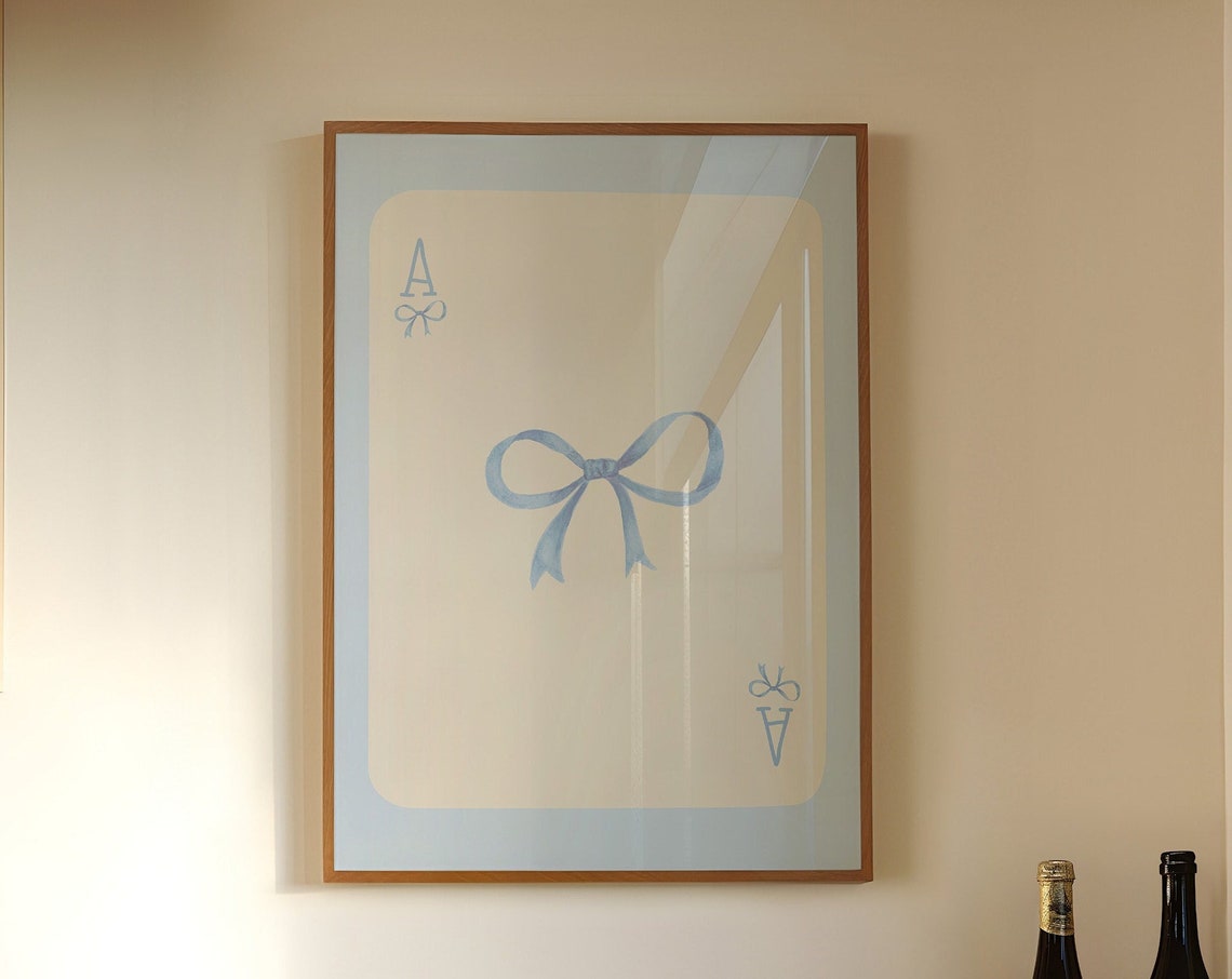 Trendy Art Prints Blue Bow Wall Art Print Girly Wall Art College Apartment Decor Watercolor Bow Print Teen Girl Wall Art Preppy Art Prints