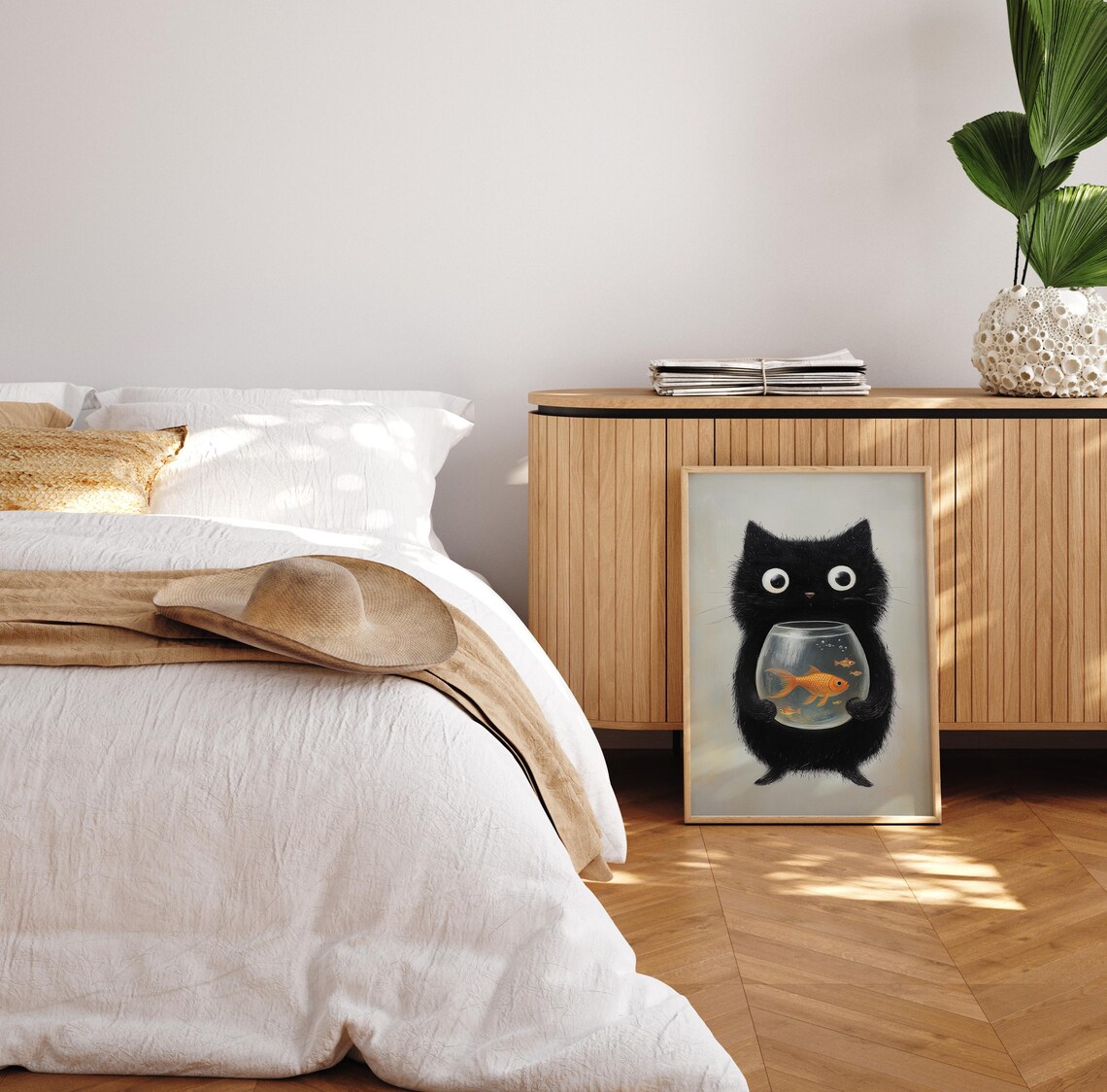 Funny Black Cat, Cute Cat Illustration Poster - Image 4