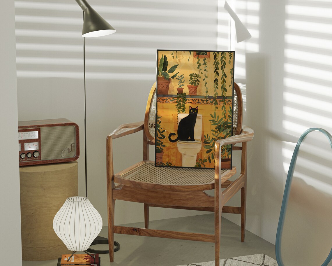Funny Toilet Cat Poster Gift for Cat People - Image 4