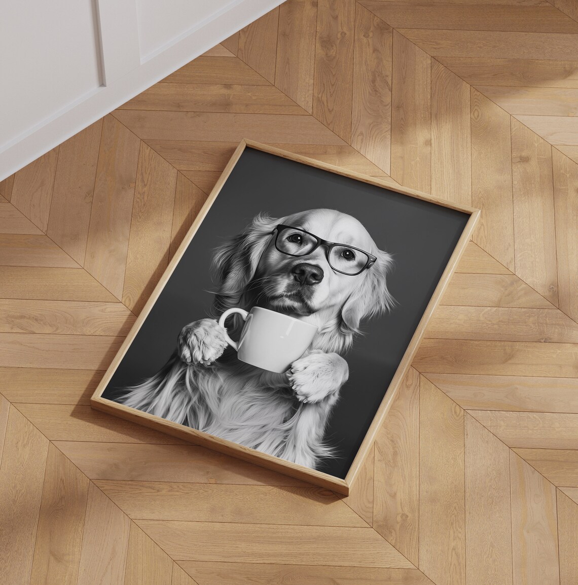 Golden Retriever Drinking Coffee, Funny Dog Art Print - Image 4