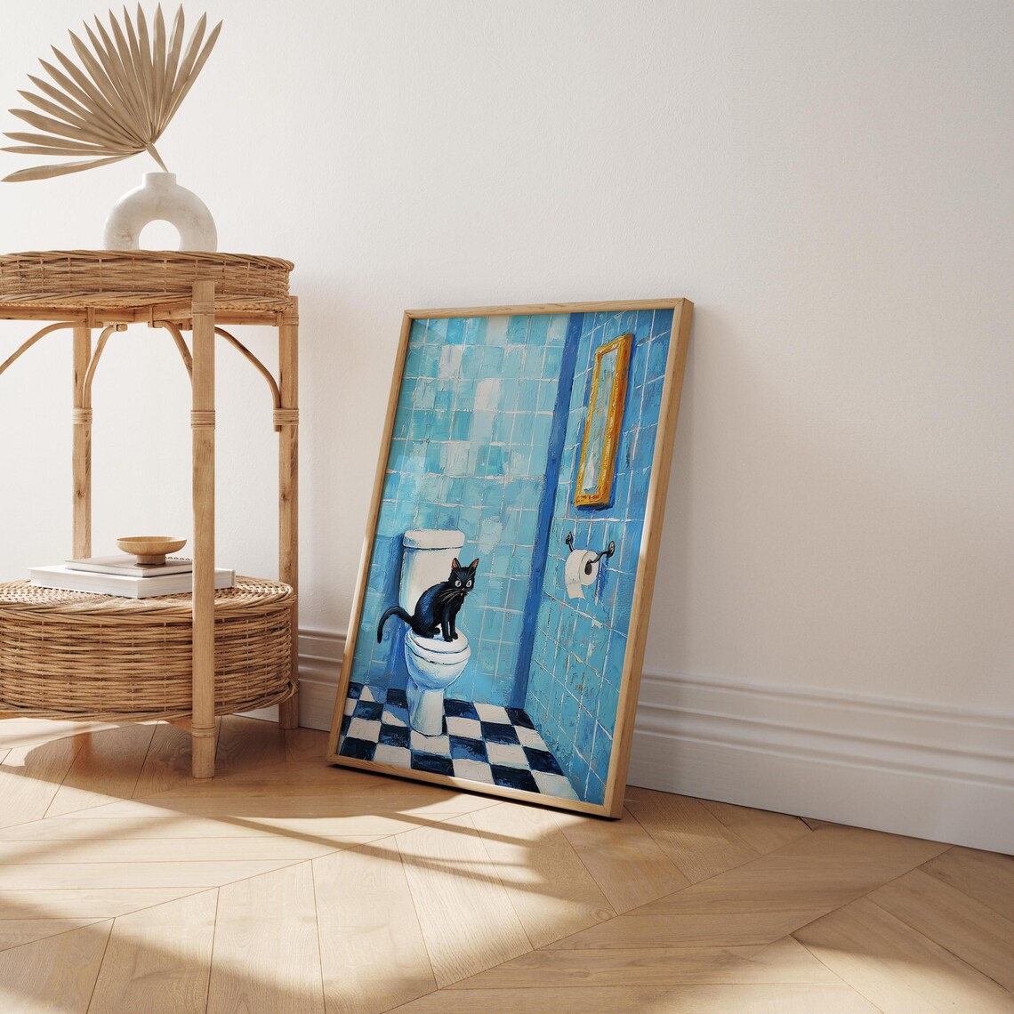 Funny Bathroom Wall Decor, Whimsical Cat Art - Image 5