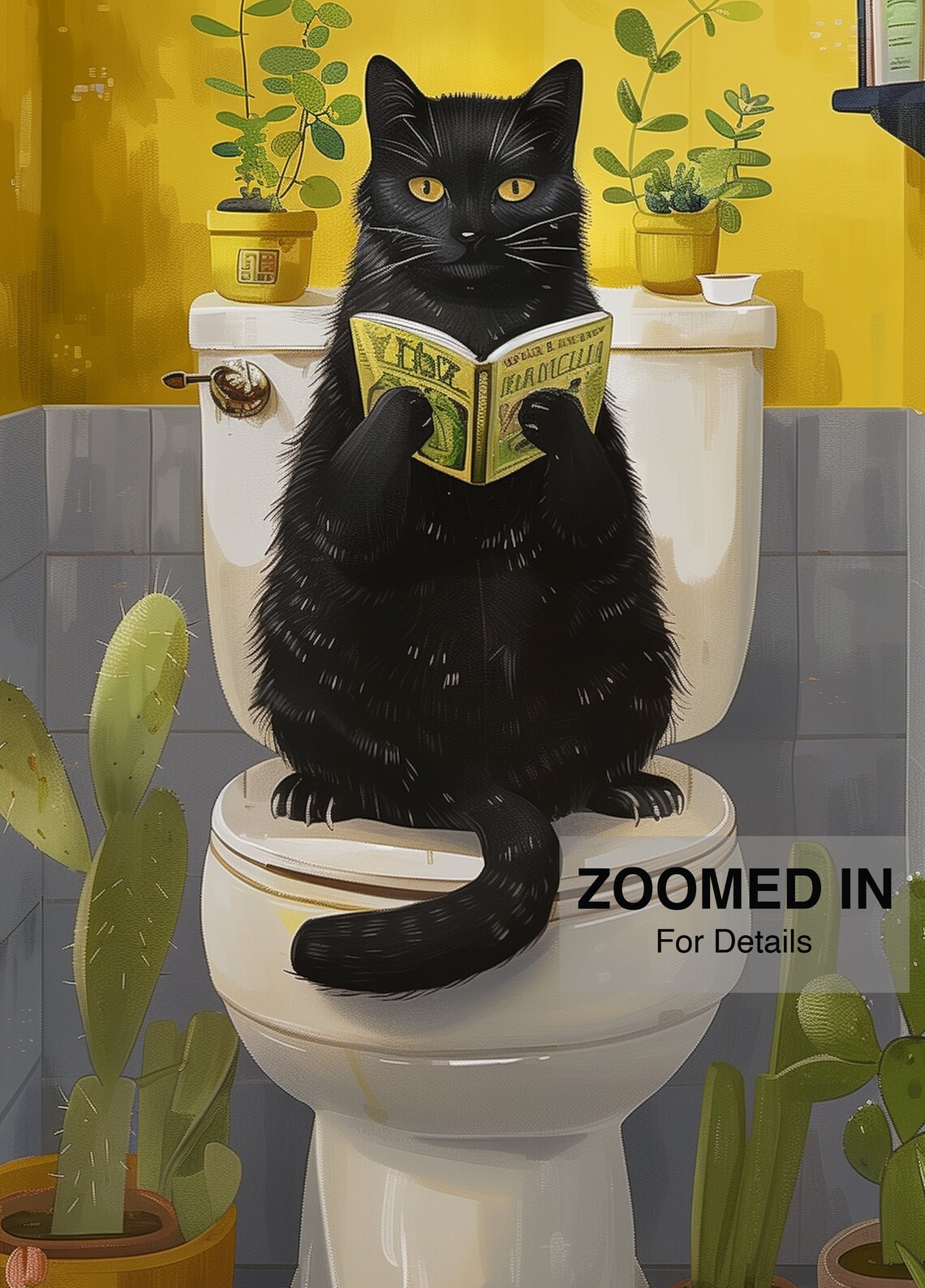 Funny Cat Toilet Bathroom Art Print - Image 5