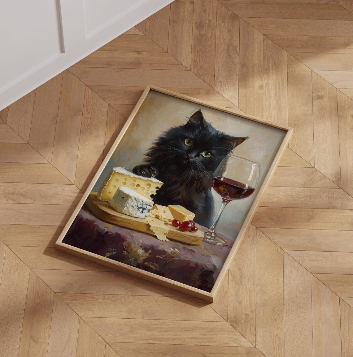 Black Cat Drinking Wine, Minimalist Bar Poster - Image 6