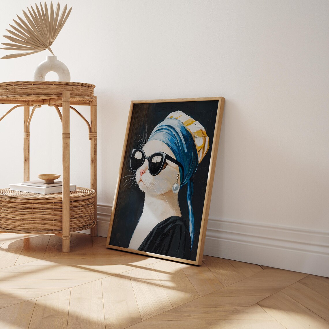Cat With A Pearl Earring, Funny Cat Illustration - Image 2