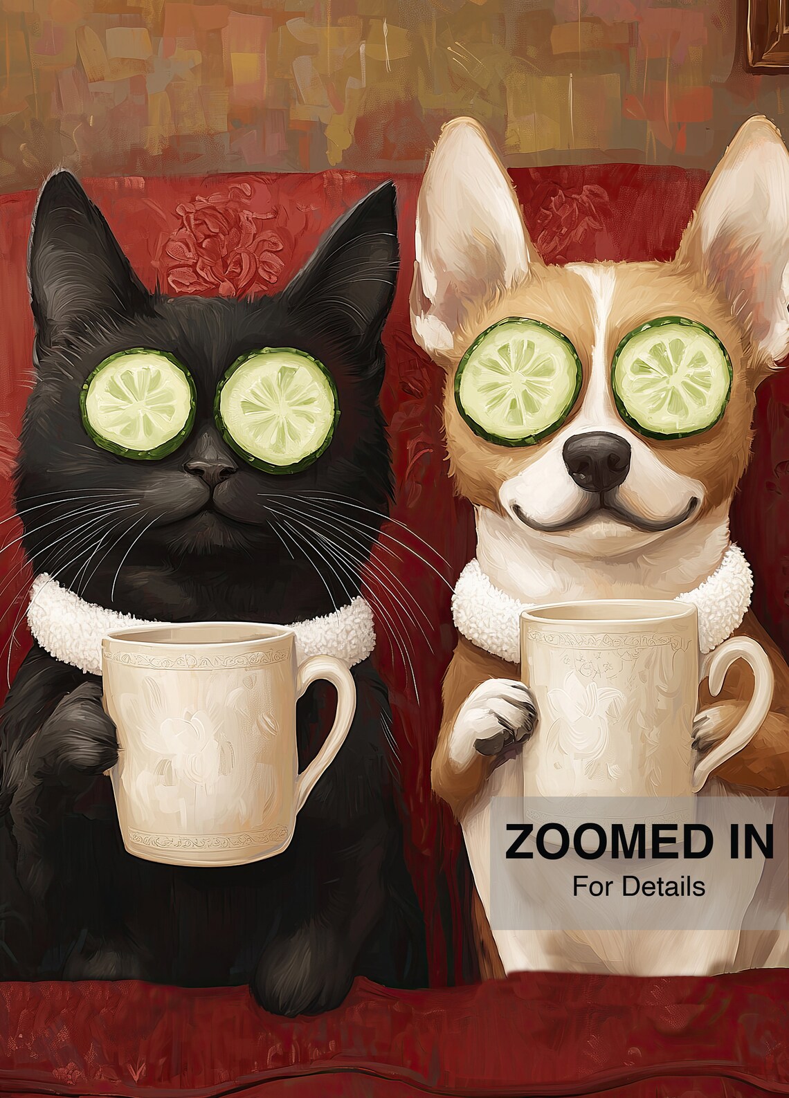 Cute Cat And Dog Poster, Funny Pet Illustration - Image 5