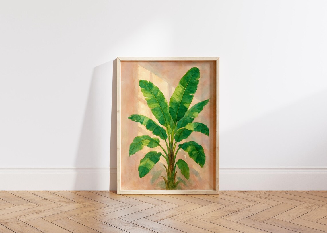 Watercolor Banana Leaf, Minimalist Tropical Plant Art Print - Image 5