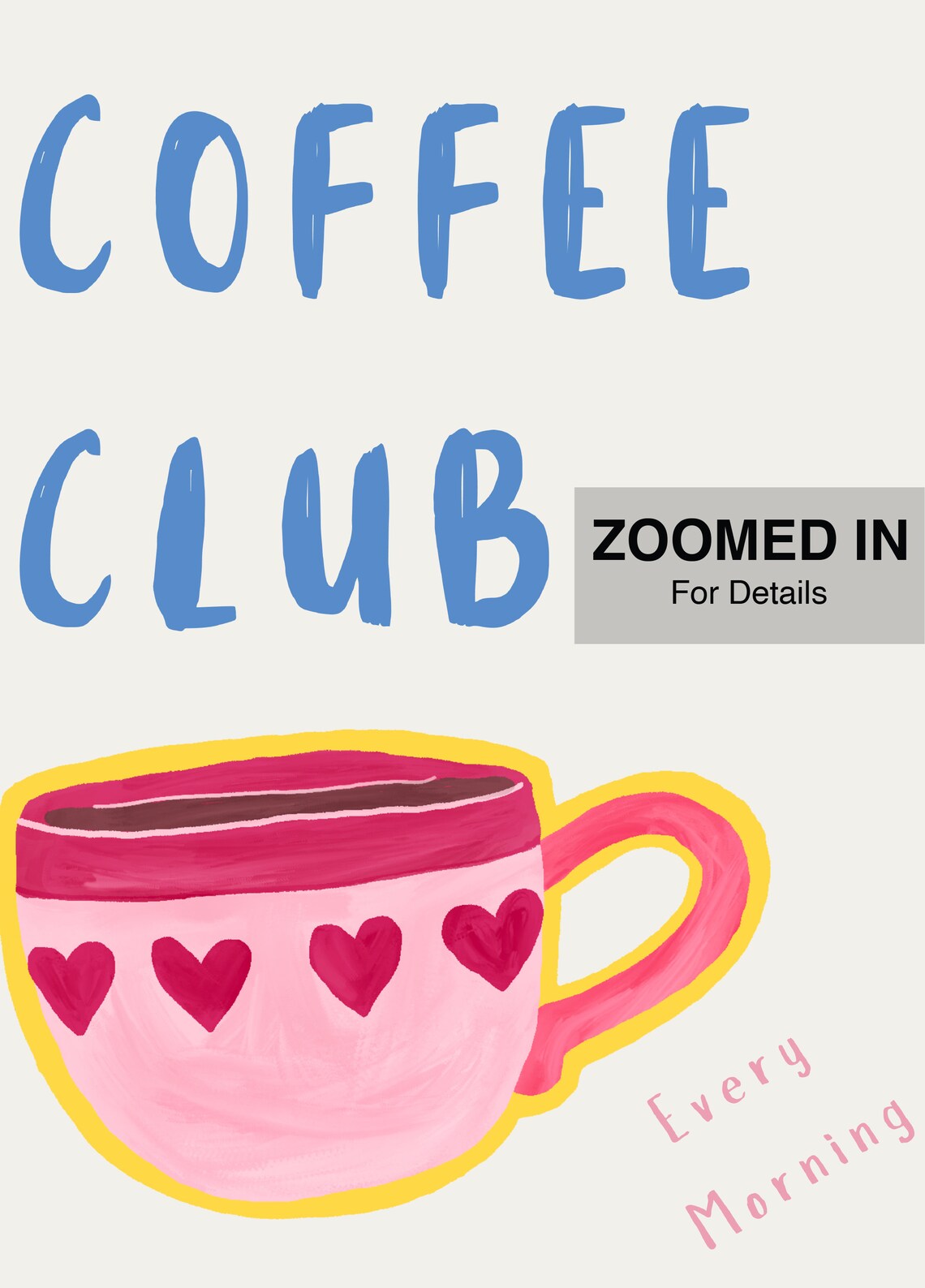 Coffee Club Pink, Minimalist Coffee Lover Gift - Image 5